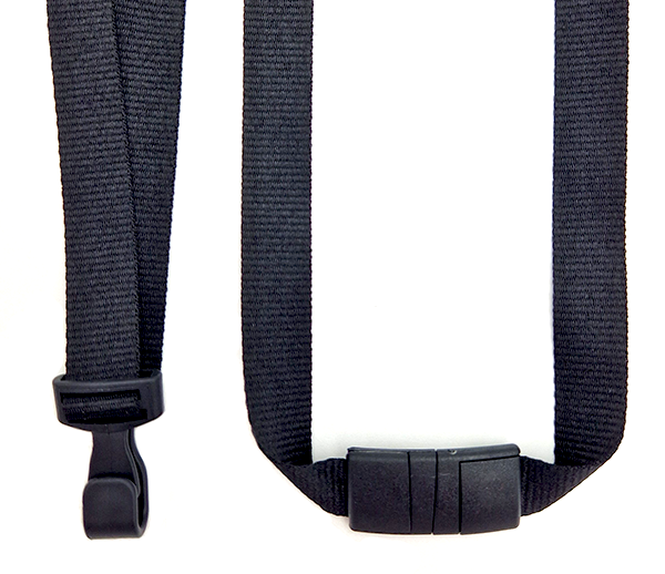 Black (Black) - Plastic carabiner and curved safety split - 15mm