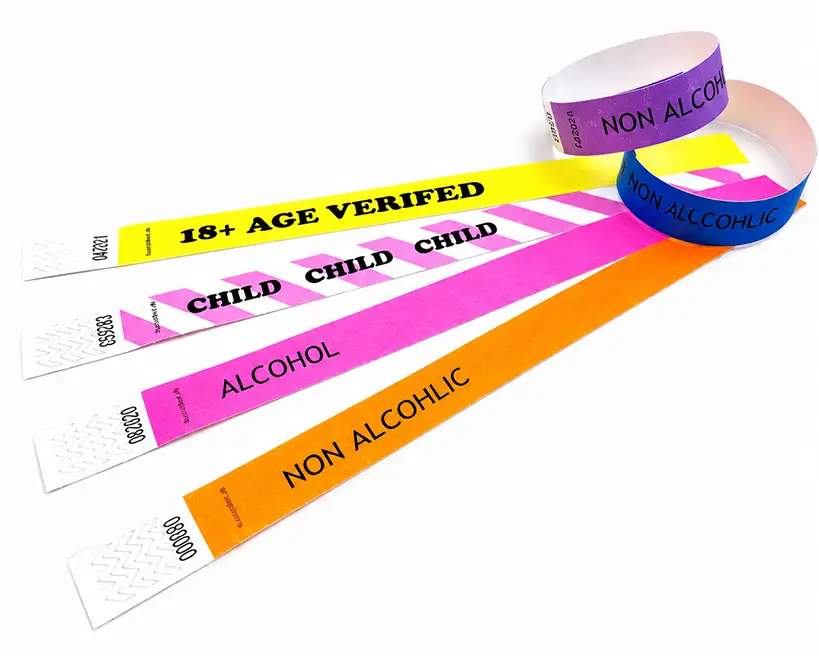 Misprinted paper wristbands