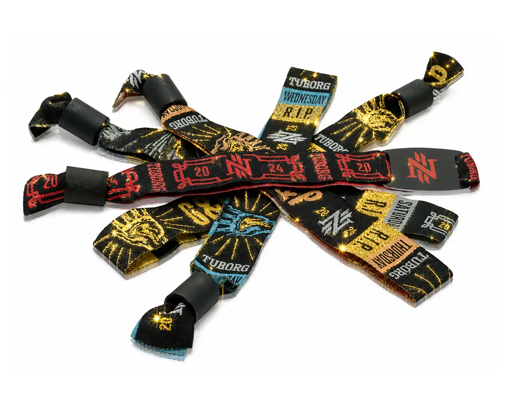 festival wristbands with Lurex glitter thread