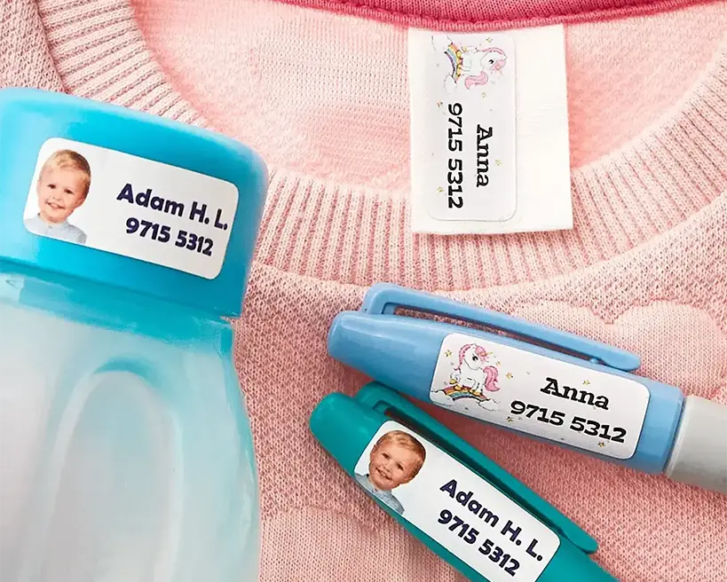 Name Labels - stickers, iron free labels