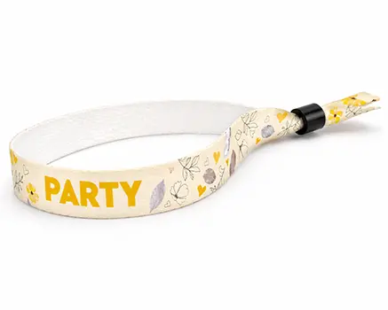 Yellow festival wristbands with flowers