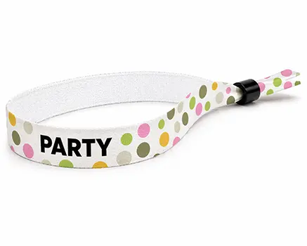Polka dot festival wristbands in many colors