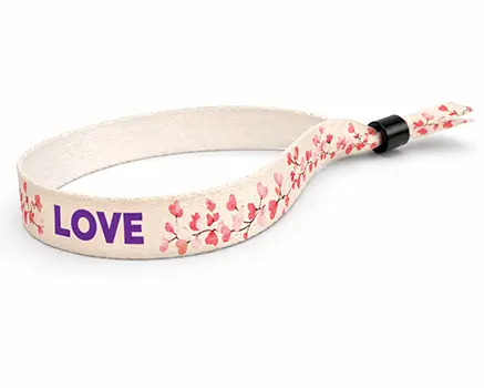 Festival wristbands with a red floral vine