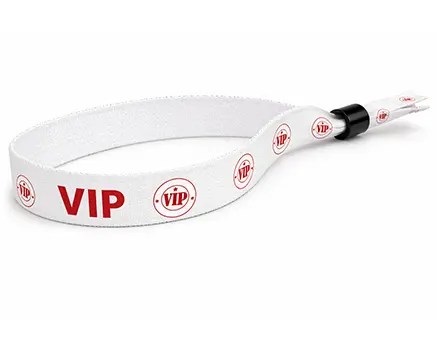 VIP festival wristbands with red text