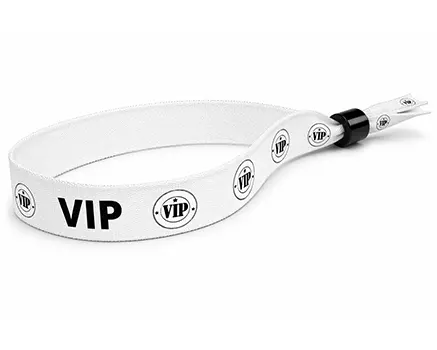 VIP festival wristbands with black text
