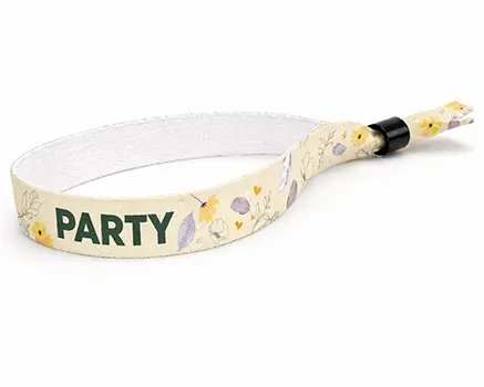 Yellow festival wristbands with daffodils
