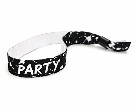 Festival wristbands with black graphics