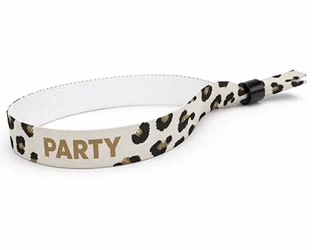 Leopard patterned festival wristbands in brown tones