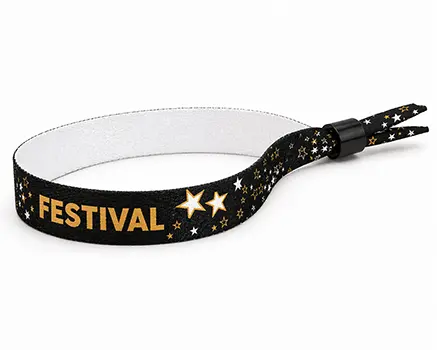 Black festival wristbands with gold stars