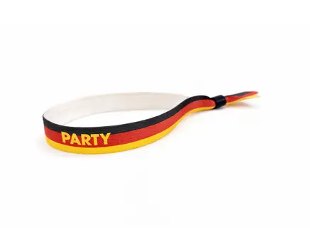 Festival wristbands with black, yellow, and red stripes – Germany