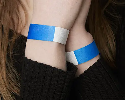 Blue paper wristbands