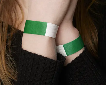 Green paper wristbands