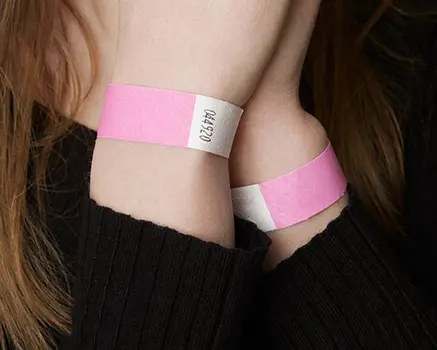 Baby pink paper wristbands